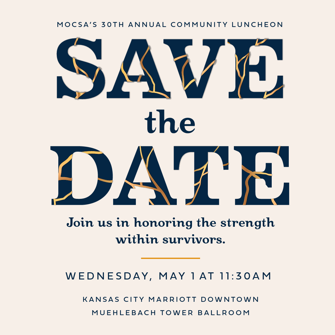 Blue text on off-white background that reads Save The Date for the MOCSA Community Luncheon Wednesday, May 1 2024 at 11:30 am