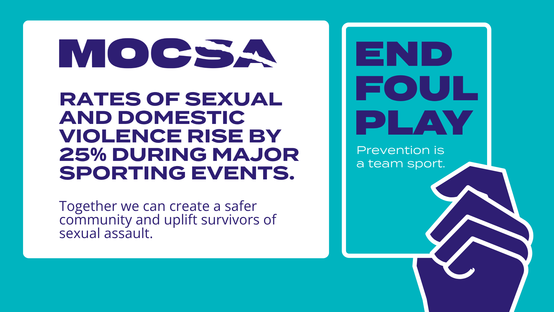 White text on blue background reads 50 years of supporting survivors